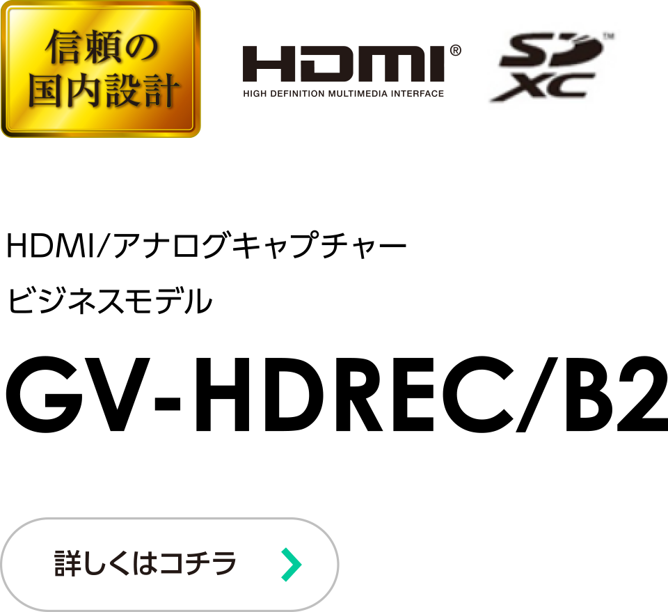 HDMI/アナログキャプチャービジネスモデル GV-HDREC/B2