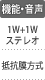機能・音声：1W+1Wステレオ／抵抗膜方式