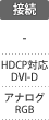 接続：HDCP対応DVI-D／アナログRGB
