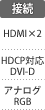 接続：HDMI×2／HDCP対応DVI-D／アナログRGB