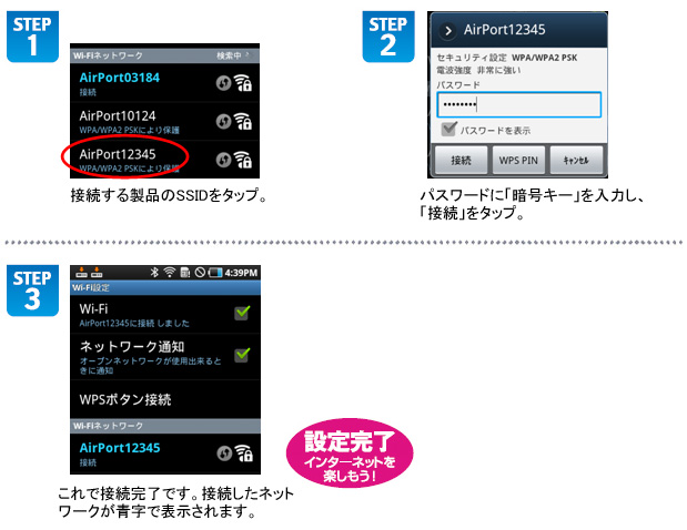 図：WPS非対応の場合の手順