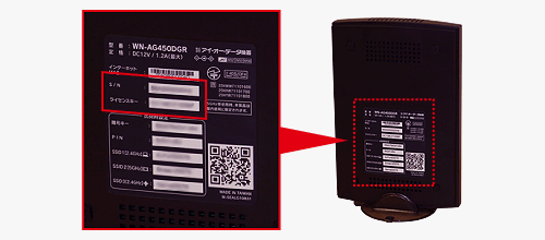 図：SSIDと暗号キーの記載場所