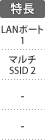 特長：LANポート×1／マルチSSID 2