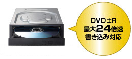 DVD±R最大24倍速書き込み対応