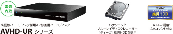 高信頼ハードディスク採用AV録画用ハードディスク「AVHD-URシリーズ」