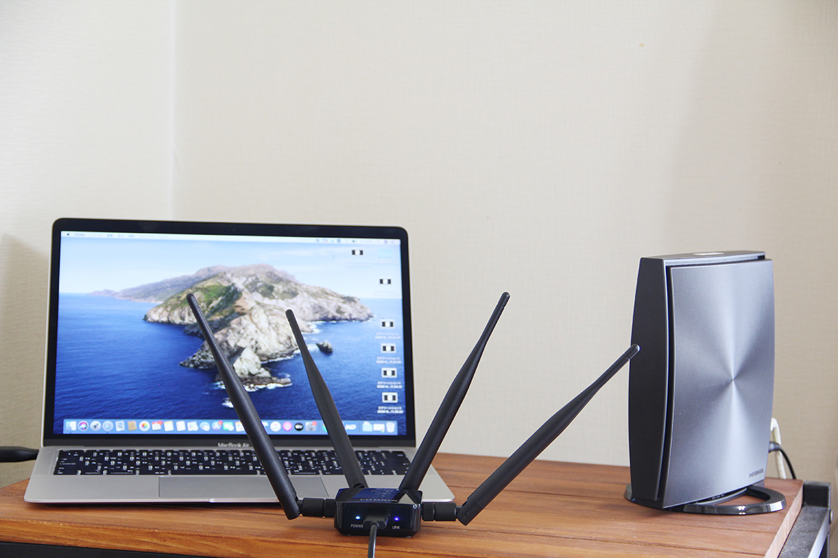 Wi-Fi子機「WN-AC1300UA」を使ってMacBook AirとWN-DX2033GRの速度テスト