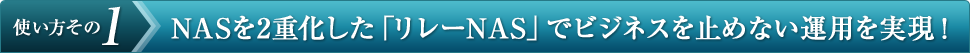 使い方その1 NASを2重化した「リレーNAS」でビジネスを止めない運用を実現！