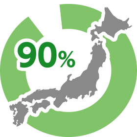 図：全国約90％のエリアカバー