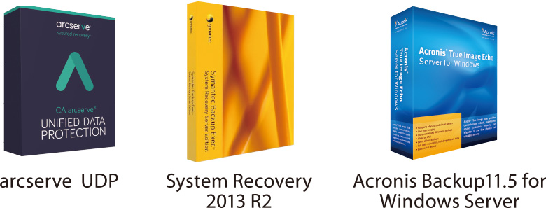 写真：arcserve UDP/System Recovery 2013 R2/Acronis Backup 11.5 for Windows Server