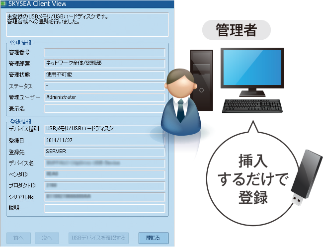 図：USBデバイスを登録