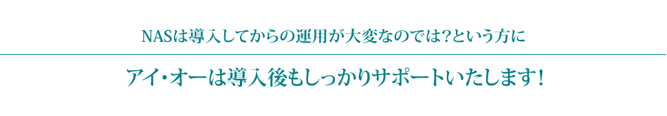 NASは導入してからの運用が大変なのでは？という方にアイ・オーは導入後もしっかりサポートいたします！