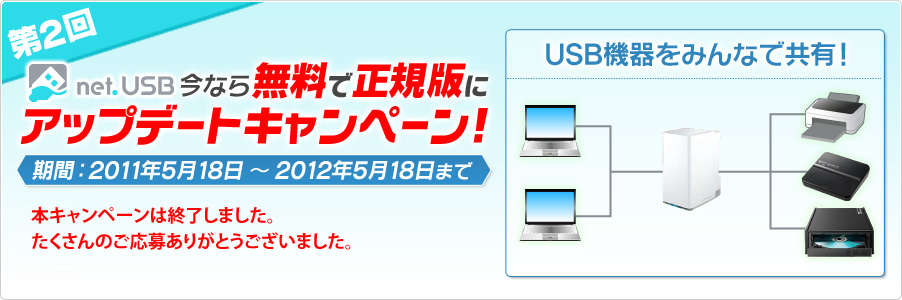 第2回 net.USB今なら無料で正規版にアップデートキャンペーン！ 