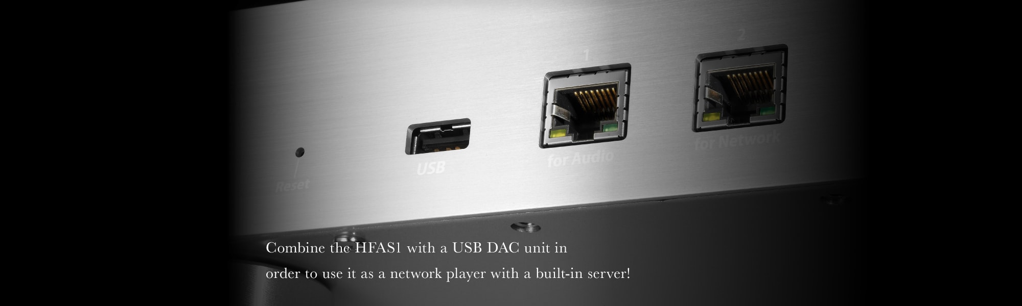Combine the HFAS1 with a USB DAC unit in order to use it as a network player with a built-in server!