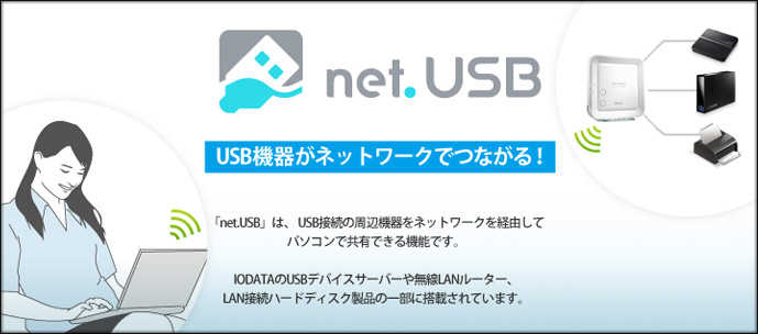 USB機器がネットワークでつながるnet.USBイメージ