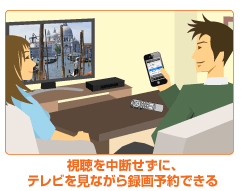 視聴を中断せずに、テレビを見ながら録画予約できる