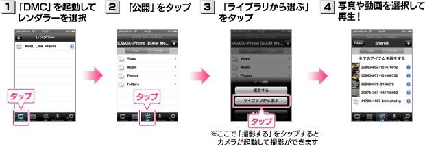 iPhoneで撮影したコンテンツを再生する手順