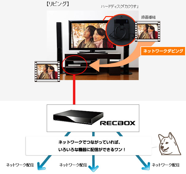 ネットワークでつながっていれば、いろいろな機器に配信ができるワン！