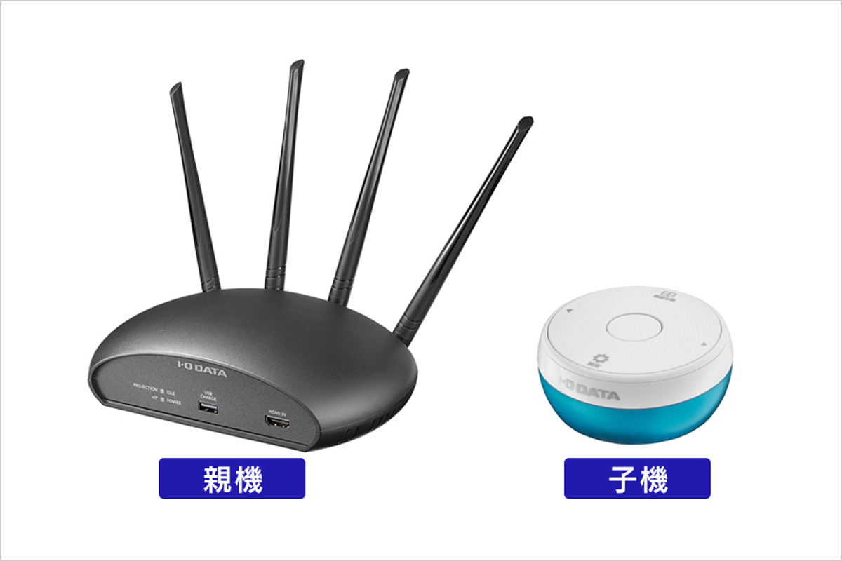 「WHD-4KTR1」　左：親機　右：子機