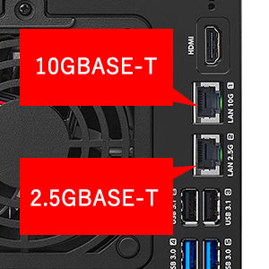 10GbE／5GbE／2.5GbEインターフェイスを標準搭載