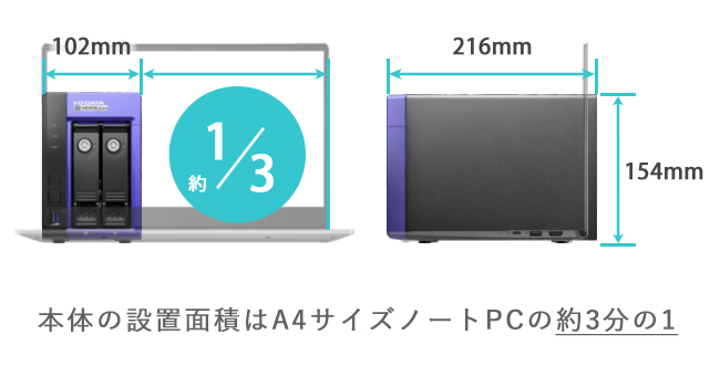 場所をとらないコンパクトな本体サイズ