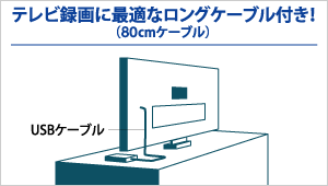 テレビ録画に最適なロングケーブル付き！（75cmケーブル）