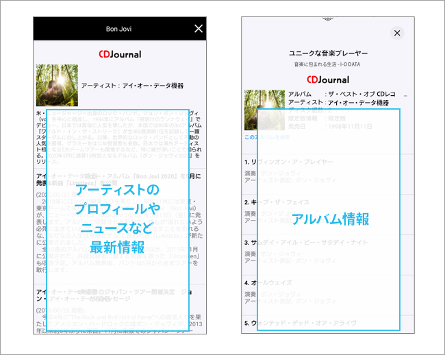 アーティストのプロフィールや最新ニュース、アルバム解説が読める