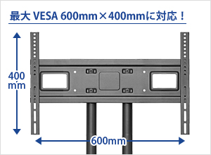 最大VESA 600mm×400mmに対応！