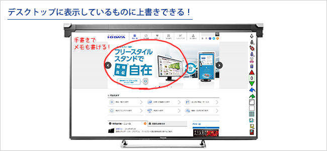 表示した資料の上から、コメントなども記入できる！