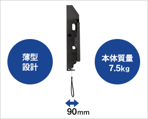 壁と一体感ある薄型設計