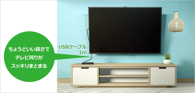 長さ1mのUSBケーブル付き