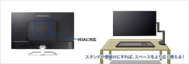 VESA規格に対応！壁掛けも可能