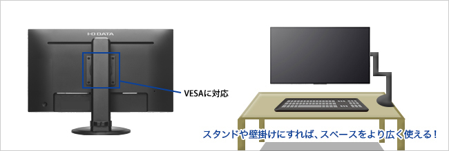 VESA規格に対応！壁掛けも可能