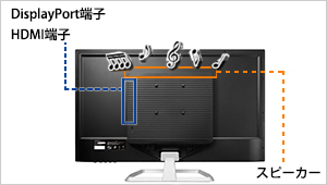 スピーカー（2.5W+2.5W：ステレオ）を本体に搭載