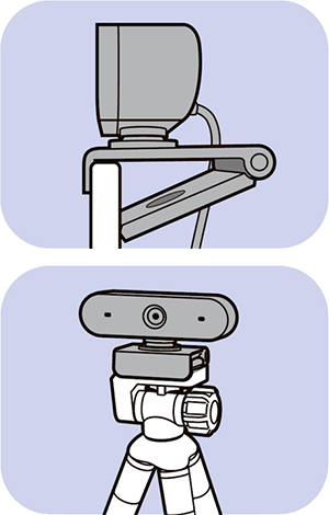 卓上、ディスプレイ上部、カメラ三脚で使える