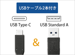 USB AケーブルとUSB Type-C ケーブルの2本を添付