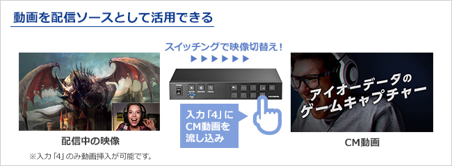 動画を配信ソースとして活用できる