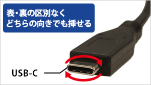 表・裏の区別なく挿せるUSB-Cコネクター