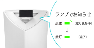 取り込み完了はLEDランプでお知らせ