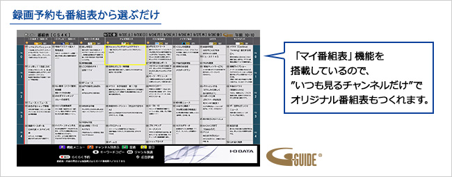 録画予約も番組表から選ぶだけ