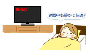 録画中も無音！寝室のセカンドテレビに最適