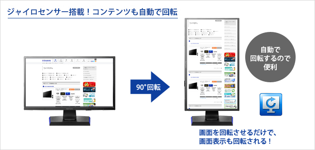 ジャイロセンサー搭載！コンテンツも自動で回転