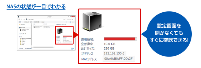 NASの状態がすぐに確認できる