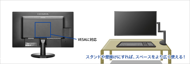 VESA規格に対応！壁掛けも可能