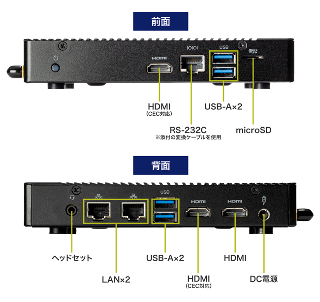 豊富なインターフェイスを搭載