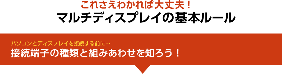 これさえわかれば大丈夫！ マルチディスプレイの基本ルール パソコンとディスプレイを接続する前に…接続端子の種類と組みあわせを知ろう！