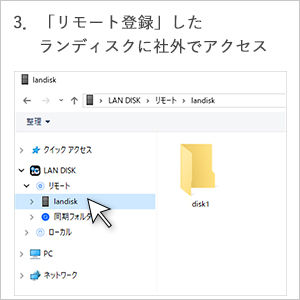 社外で「リモート登録」したランディスクにアクセスする