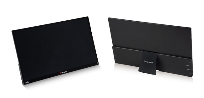 ポータブル・モニター「PMM14V1」の前面と背面