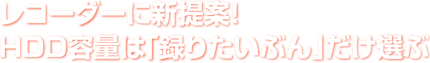 レコーダーに新提案！HDD容量は「録りたいぶん」だけ選ぶ