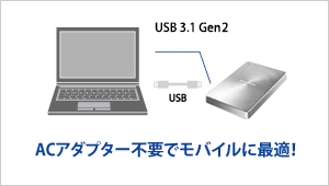 ACアダプター不要でモバイルに最適！