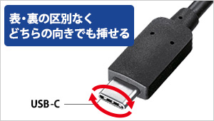 表・裏の区別なく挿せるUSB-Cコネクター